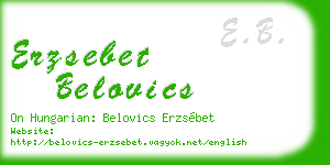 erzsebet belovics business card